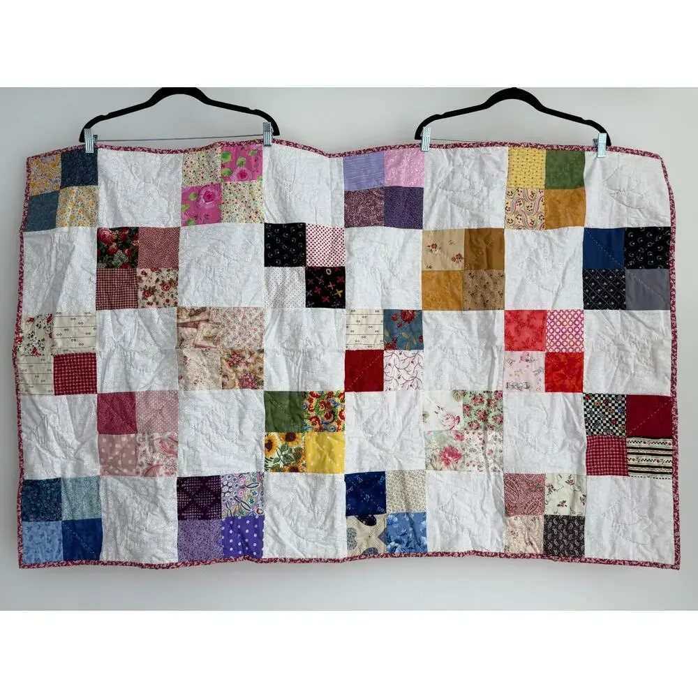 Handmade Vintage Scrappy Patchwork Quilt 56x35